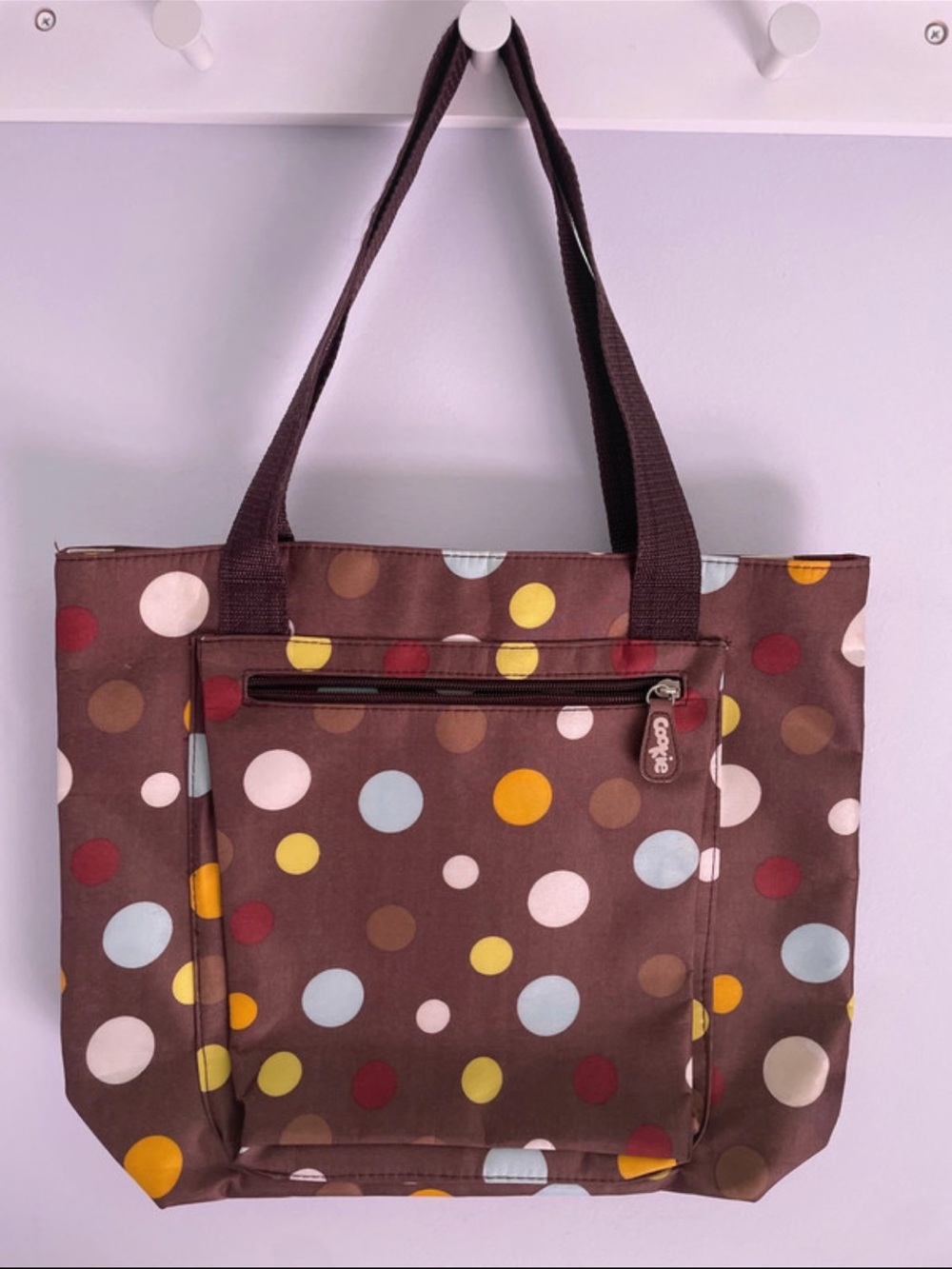 Colorful Polka Dot Tote Bag Cookie Brand Brown Multicolor